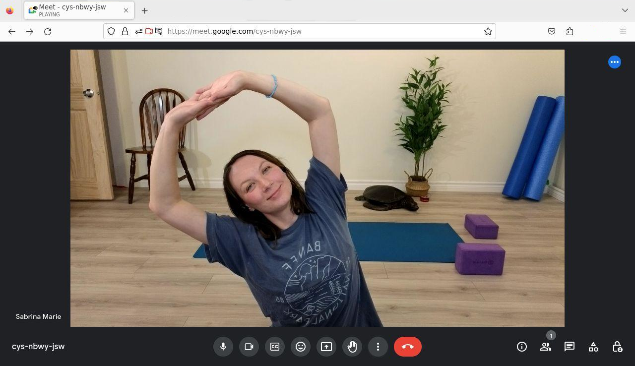 Sabrina teaching an online yoga class